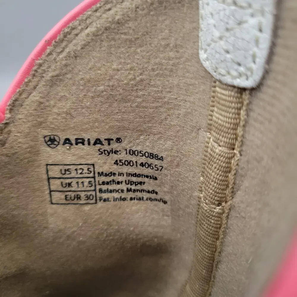 Kids Girls Ariat Boots Heritage Western Butterfly White Pink Size 12.5 Toddler